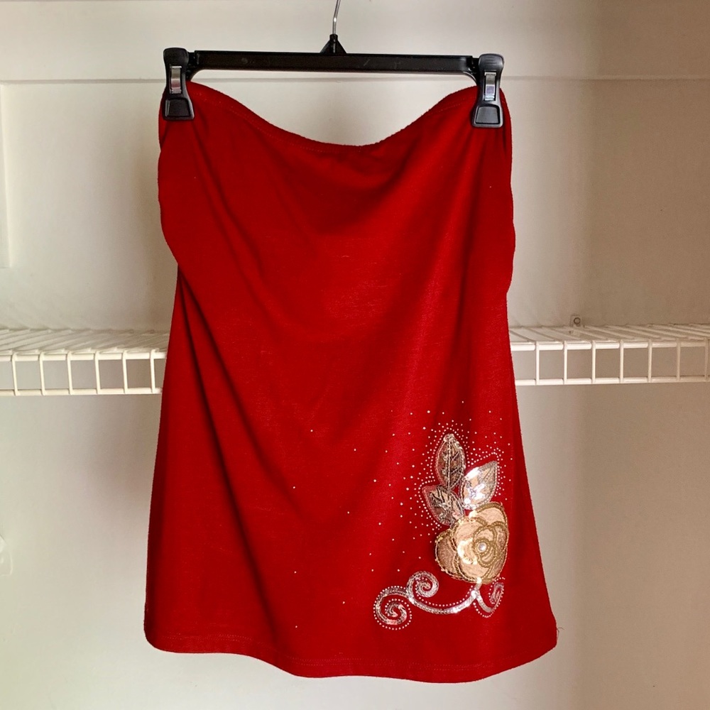 Strapless Red Top